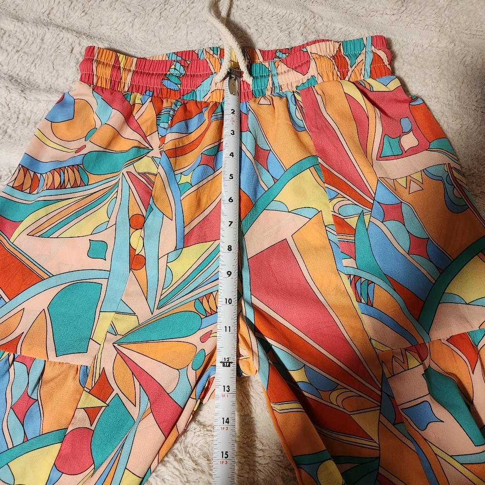 Women’s Sz S Palooza Pants Wide Leg Multicolor Elastic Waist Drawstring - Picture 5 of 7